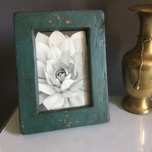 Rustic Green Frame With Black & White Succulent Print